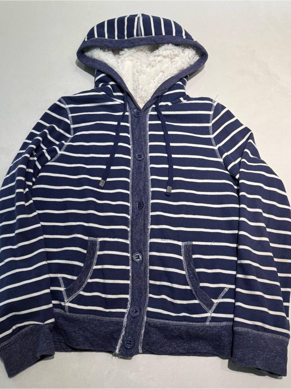 Maurice’s Sherpa Blue Striped Button Hoodie